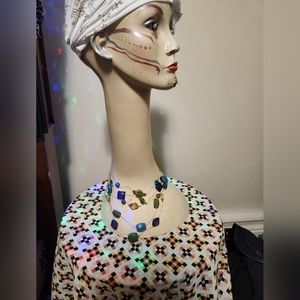 Vintage Gold wire with multicolored stones necklace